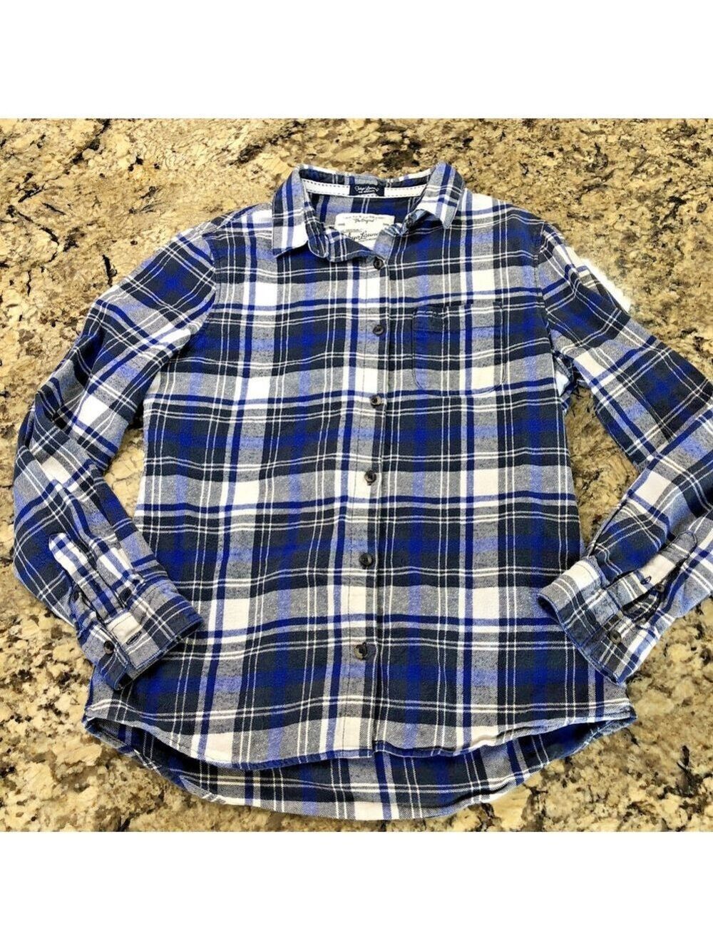 Size EU Small Tokyo Laundry Long Sleeve Women’s Shirt Blue Plaid 100% Cotton BD